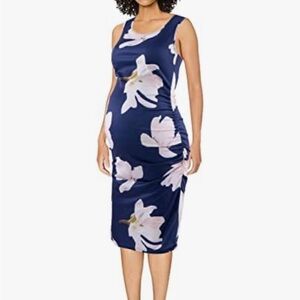 Floral Sleeveless Navy Dress Maternity Bodycon